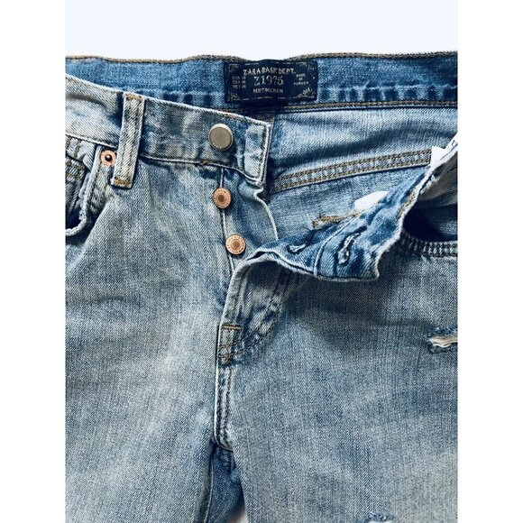 Zara Basic Dept. Z1975 Heritage Denim Womens Size 6 Distressed Jeans - Picture 4 of 7